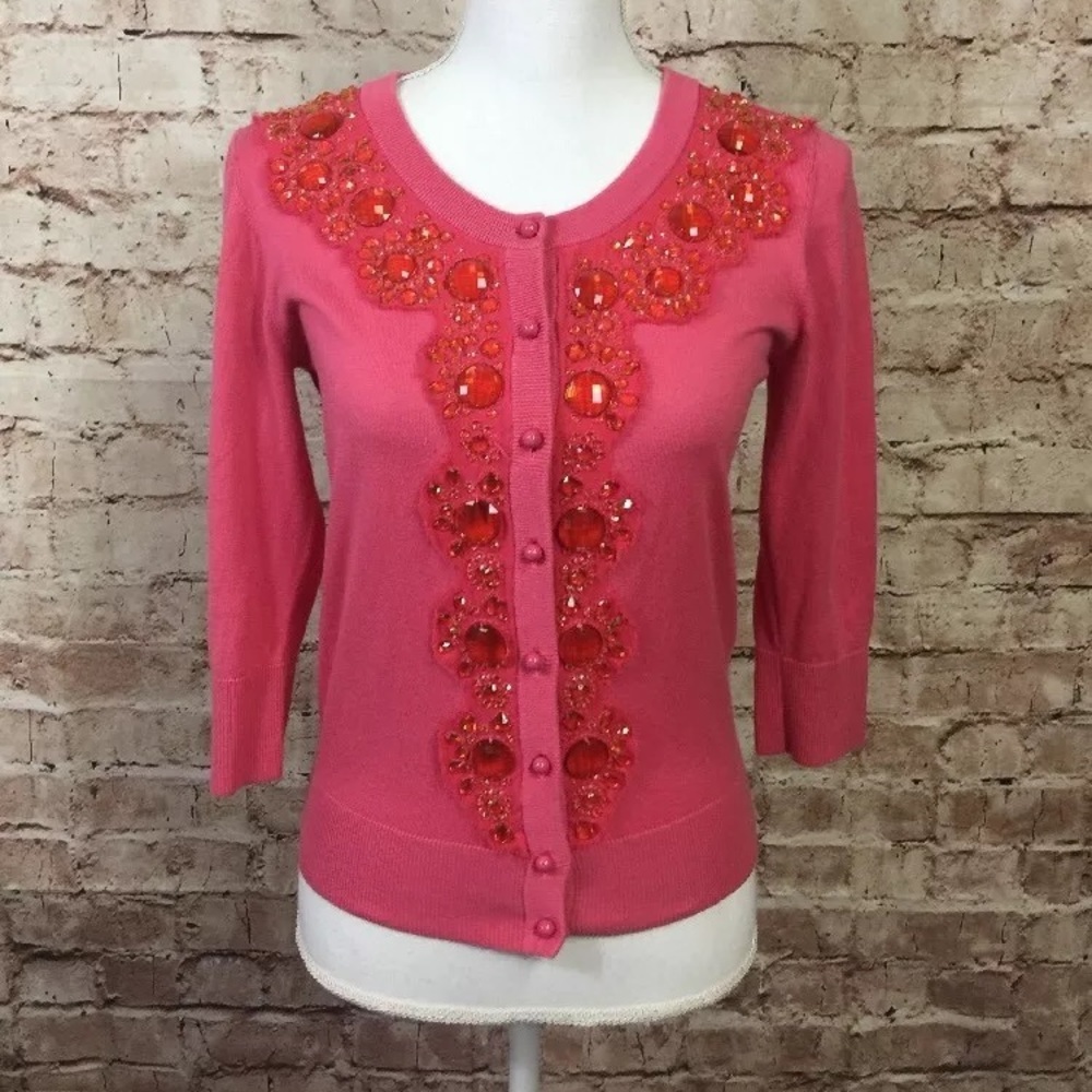 Kate spade pink 3/4 sleeves cardigan‎ bejeweled